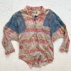 Vintage boho floral button-up